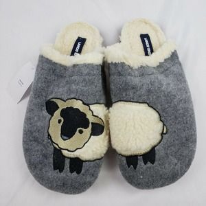 Lands End Felt Scuff Slipper Sheep Soft Sherpa NEW